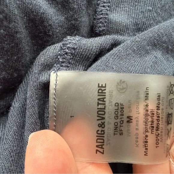 Zadig & Voltaire Midnight Blue Tee with Gold Trim - Picture 4 of 4